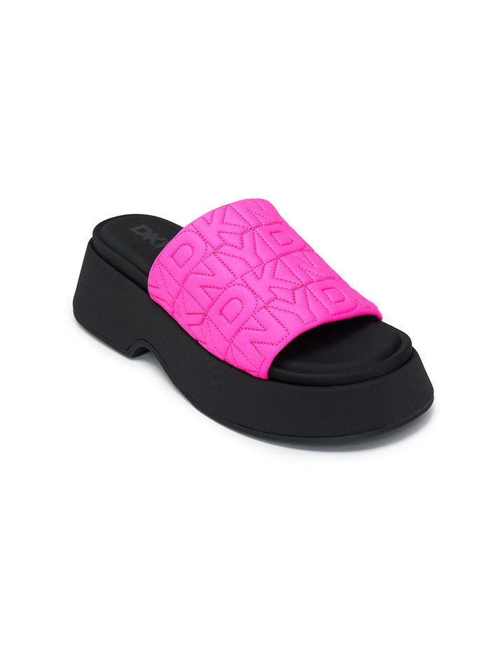 Stitched Logo Satin Neoprene Flatforms