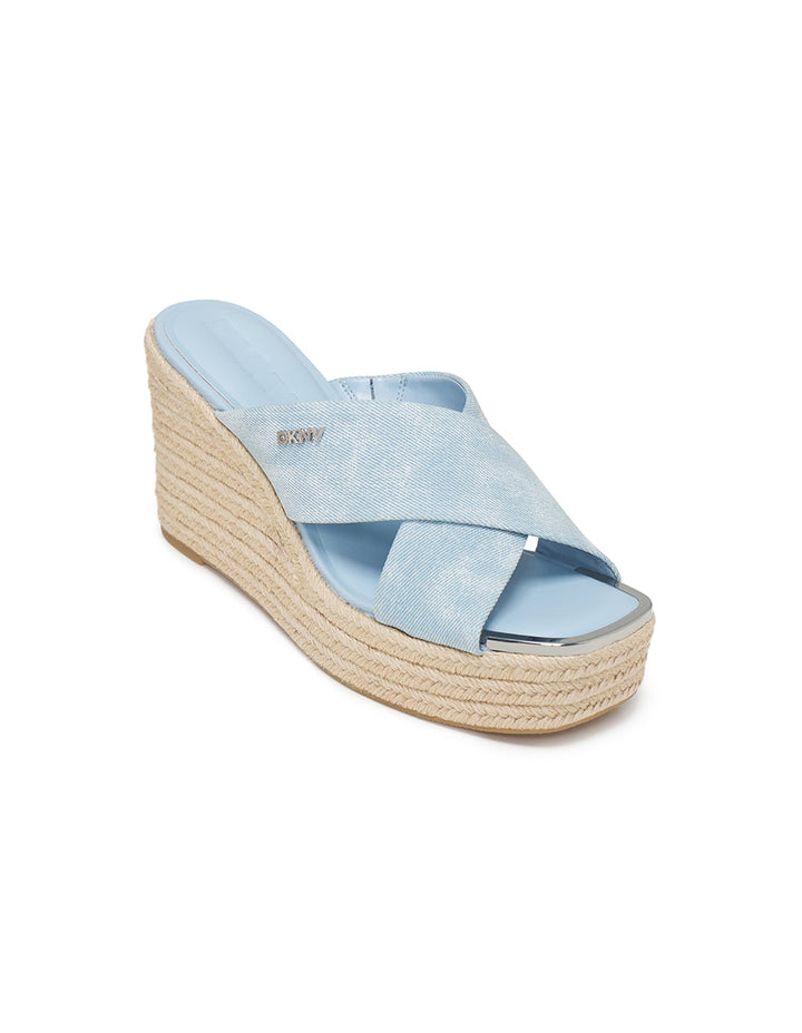 Washed Denim Maryn X Band Wedges