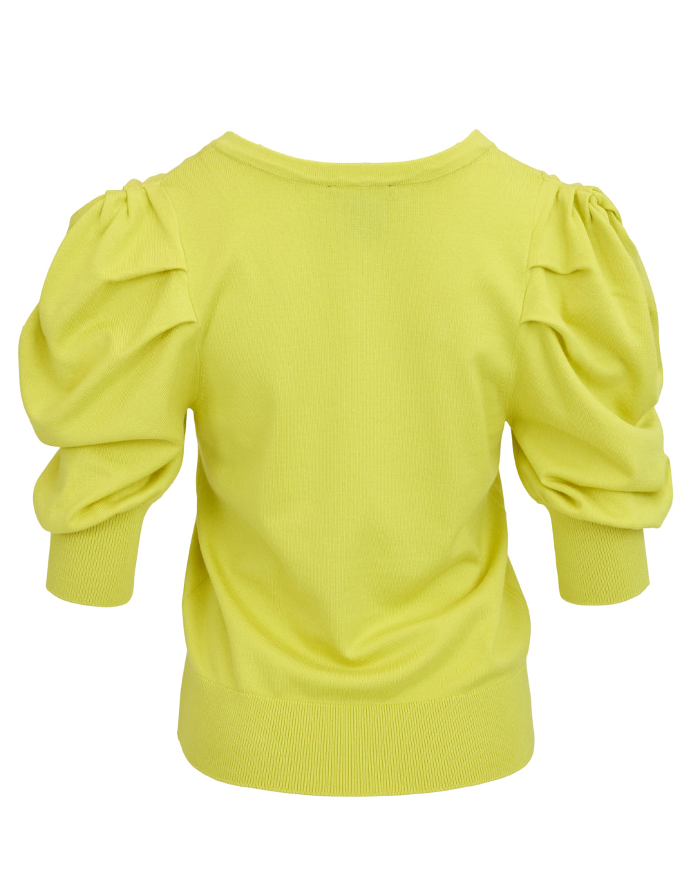 Rayon Nylon V Neck Puff Sleeve Sweater