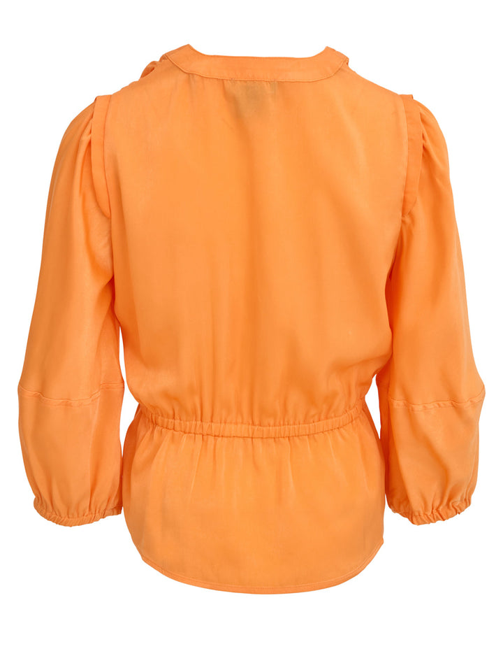 Supple Satin 3/4 Sleeve V Neck Top