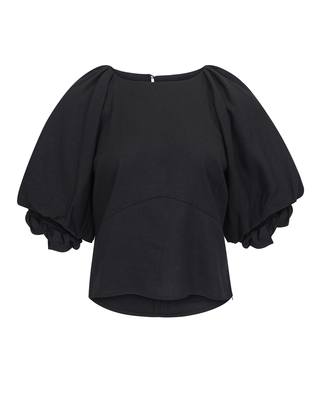 Linen Viscose Puff Sleeve Top