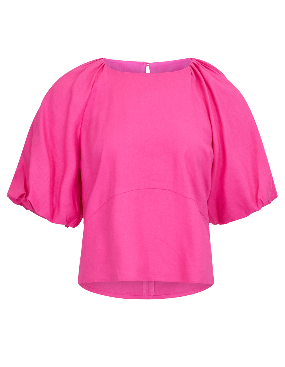 Linen Viscose Puff Sleeve Top