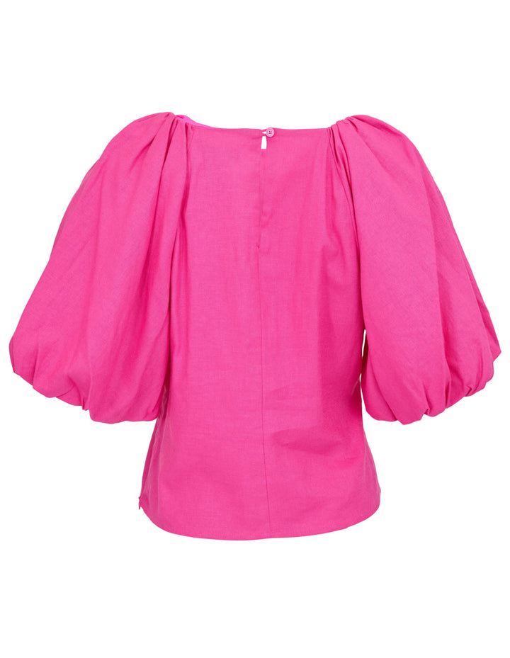 Linen Viscose Puff Sleeve Top