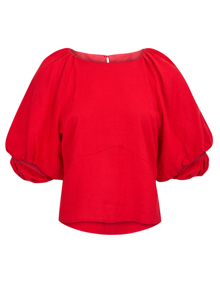 Linen Viscose Puff Sleeve Top