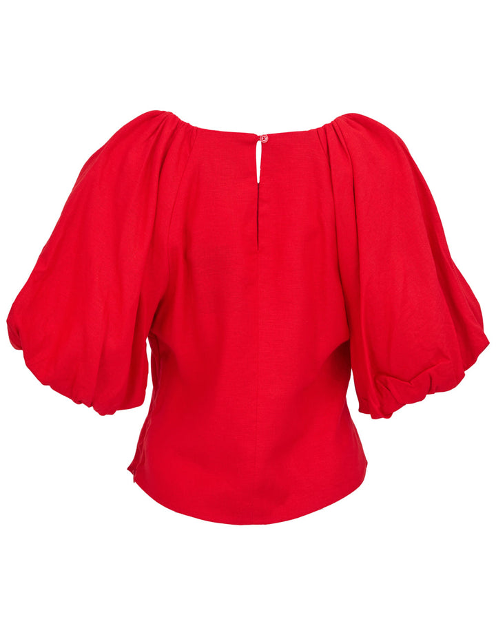 Linen Viscose Puff Sleeve Top