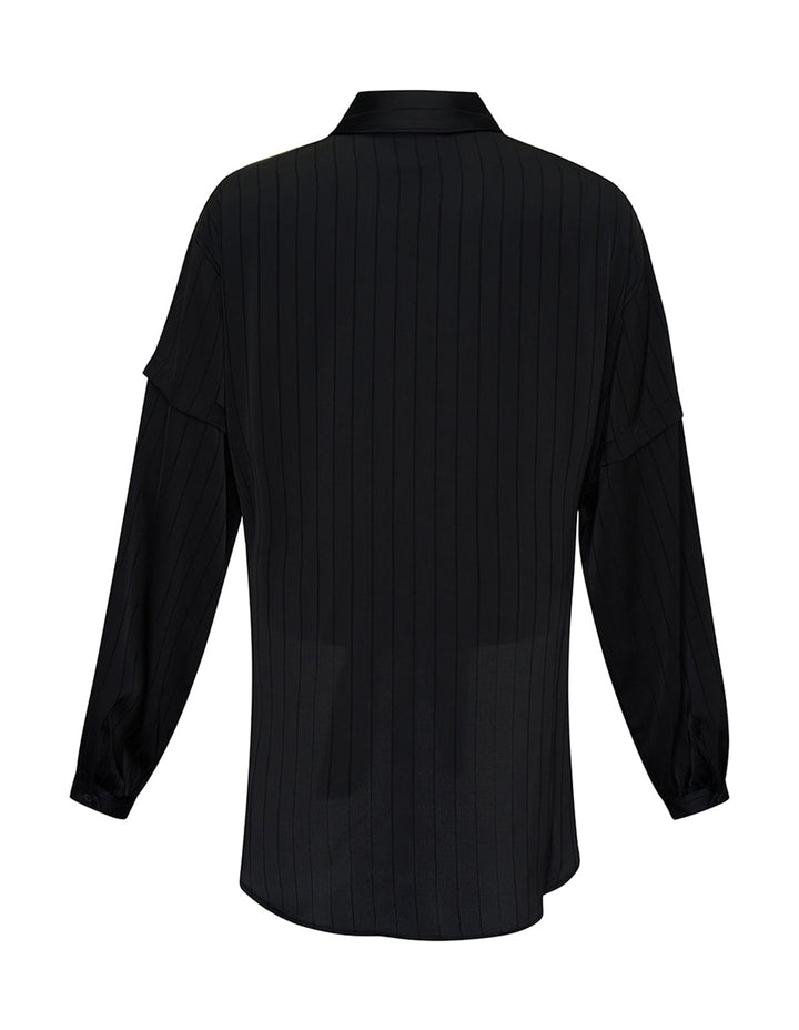 Dobby Jacquard Stripe Long Sleeve Top