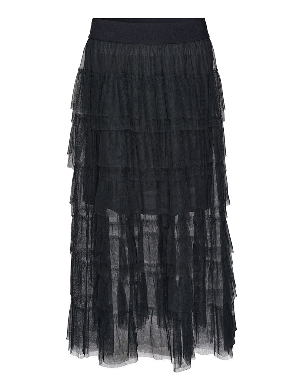 Tulle Tiered Ruffle Midi Skirt