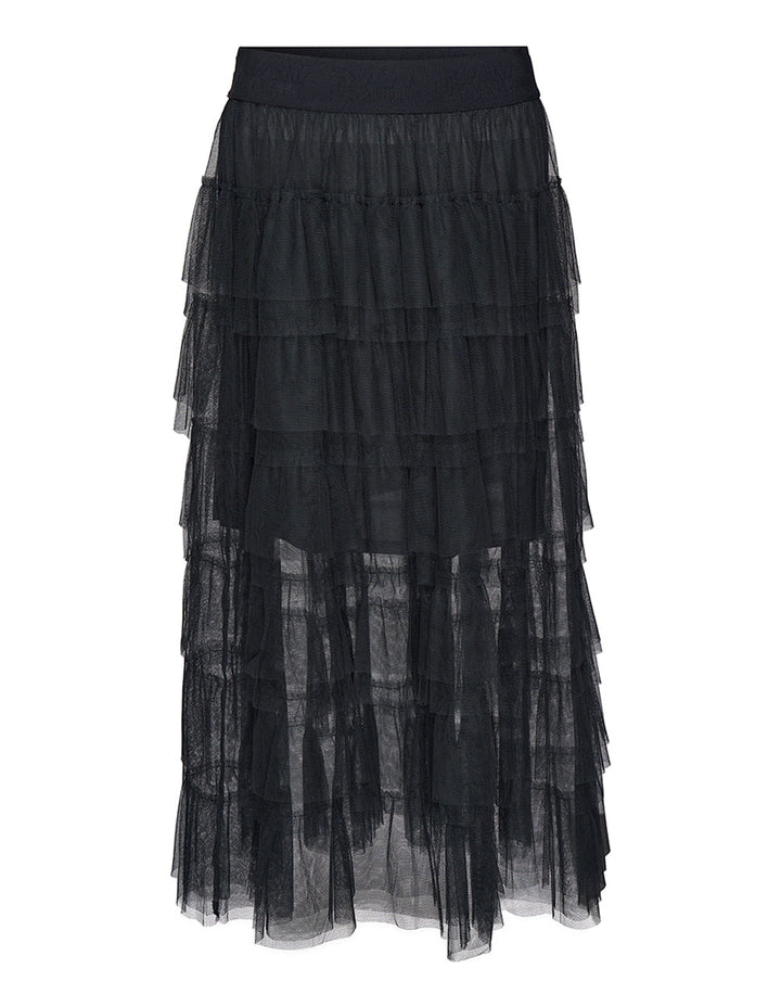 Tulle Tiered Ruffle Midi Skirt