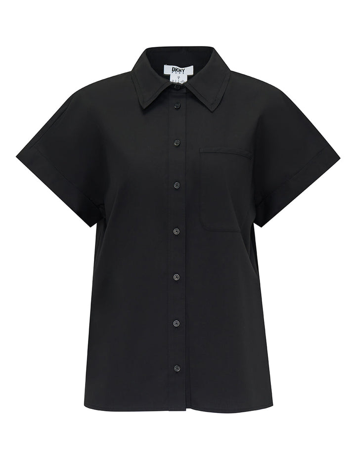 Silky Stretch Poplin Button Top