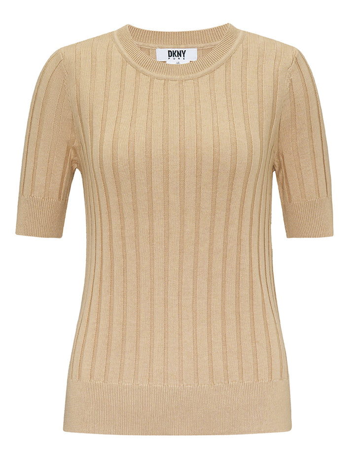 Cotton Modal Silk Rib Crew Neck Sweater