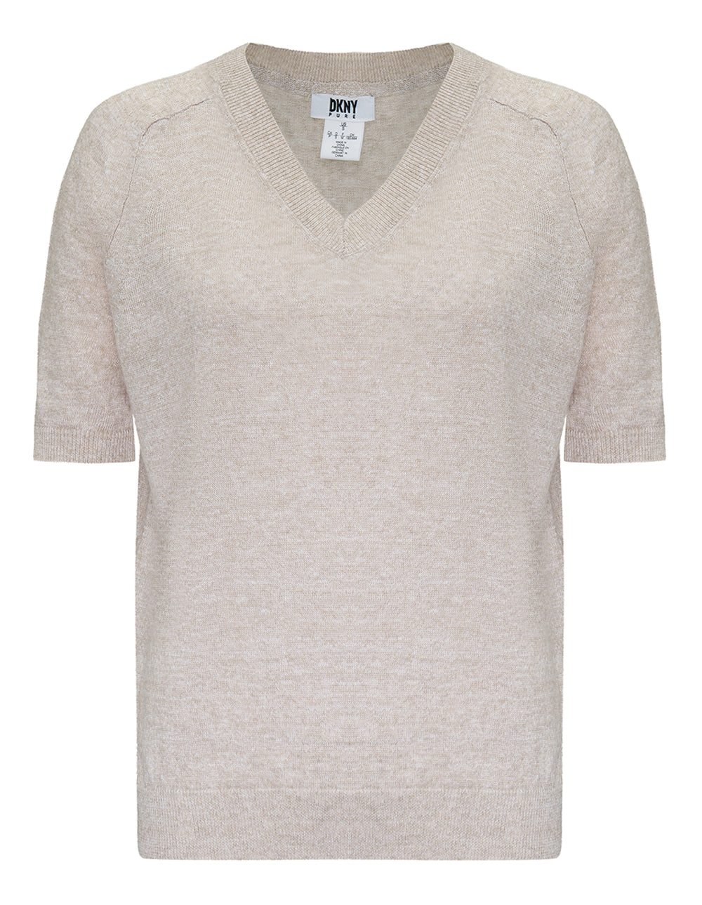 Linen Short Sleeve V-Neck Sweater