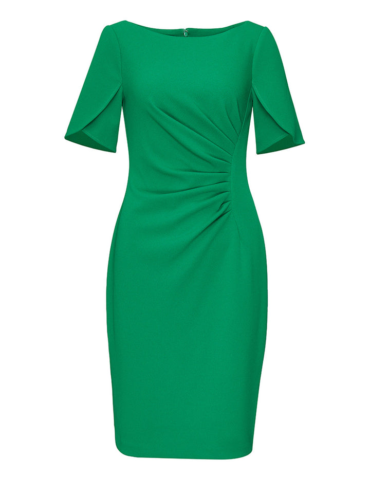 Scuba Crepe Side Ruched Dress