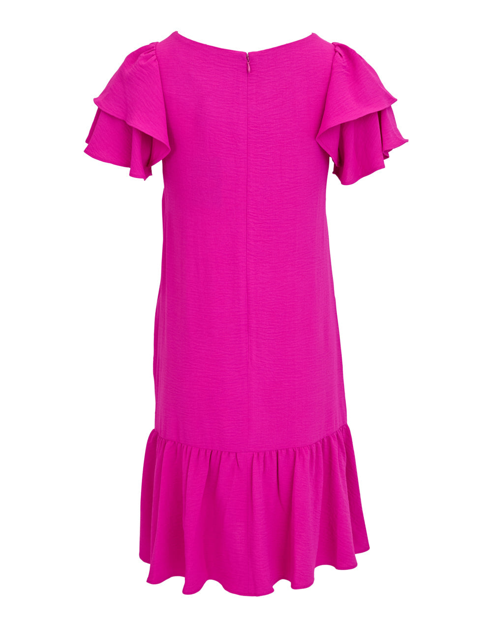 Washer Poly Double Ruffle Sleeve Dress