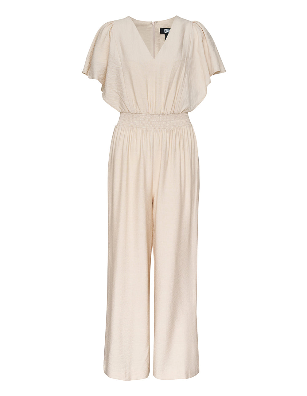 Venice Linen Blend Cape Sleeve Jumpsuit