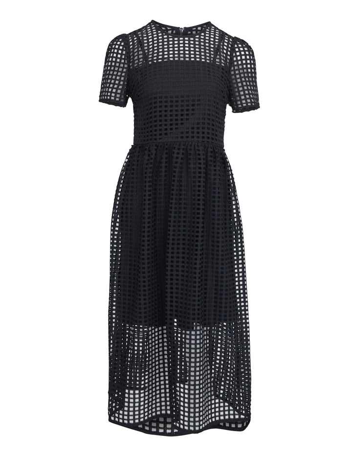 Grid Lace Jewel Dress