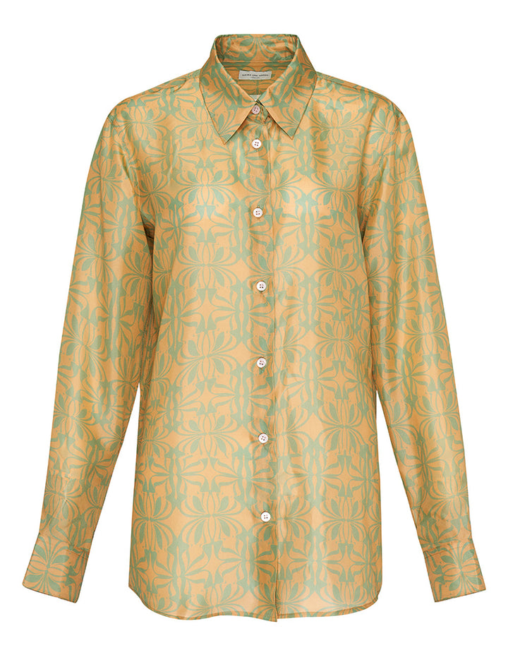 Lightweight Silk Satin Printed Shirt