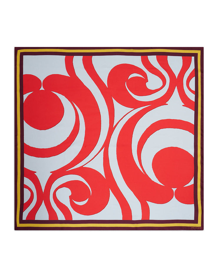 Silk Twill Swirl Pattern Scarf