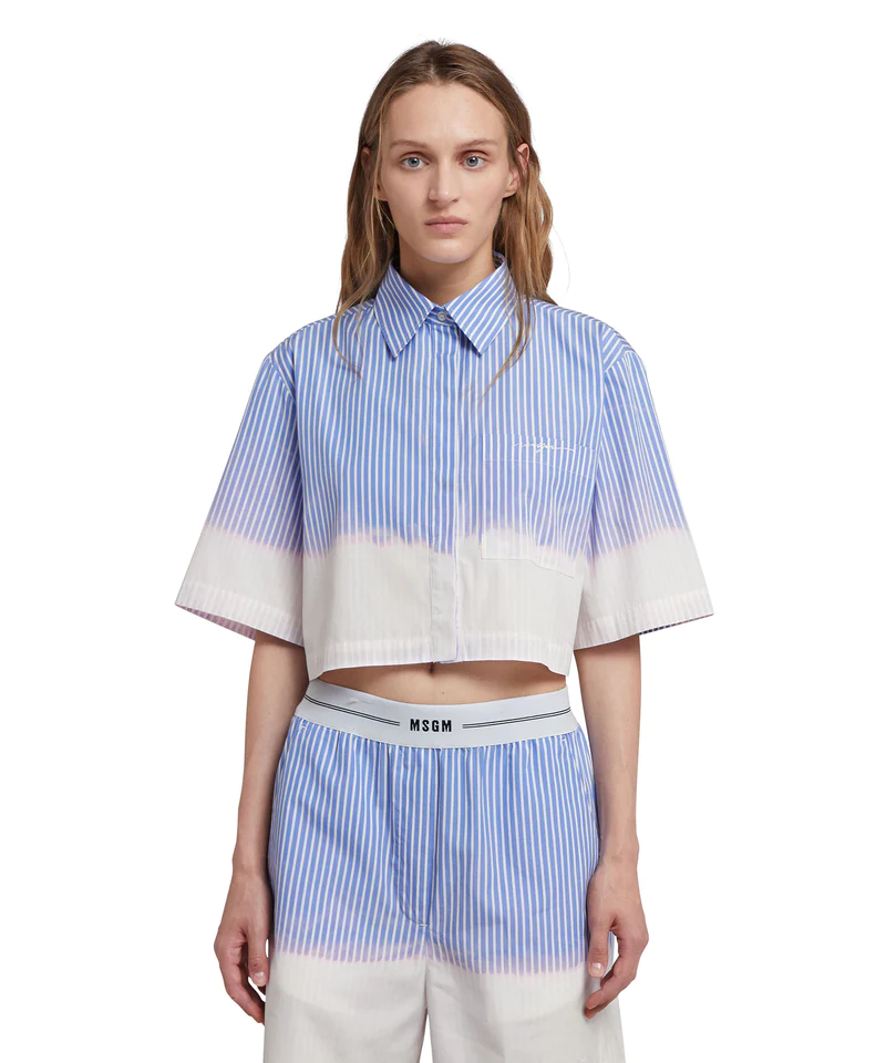 Dual Tone Cotton Cropped Shirt