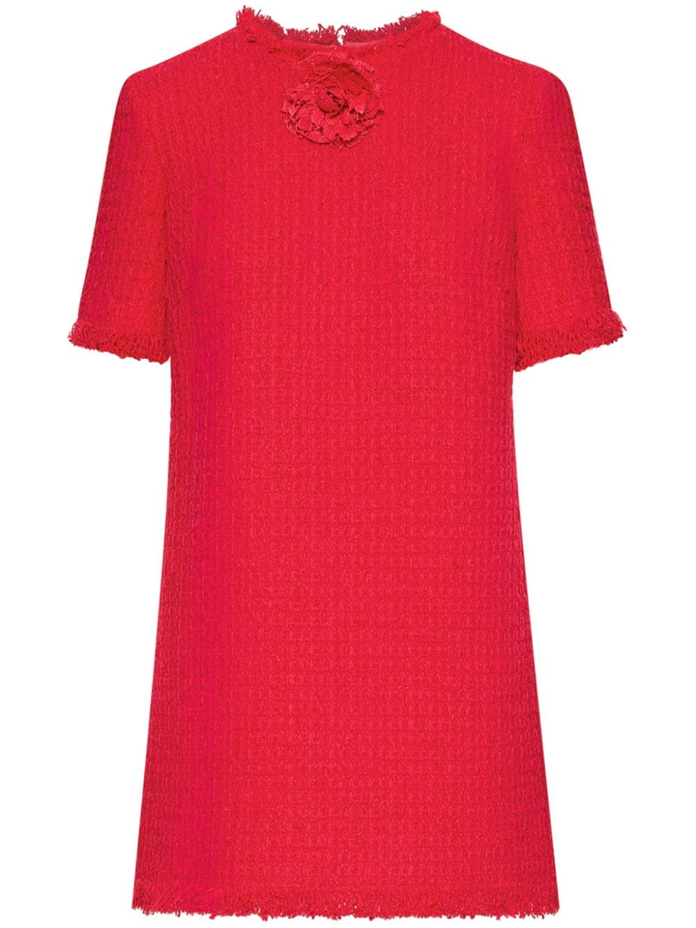 Short Sleeve Jewel Neck Boucle Dress