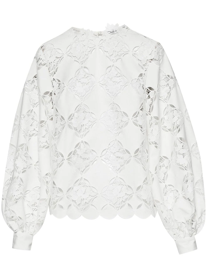 Balloon Sleeve Gardenia Guipur Blouse