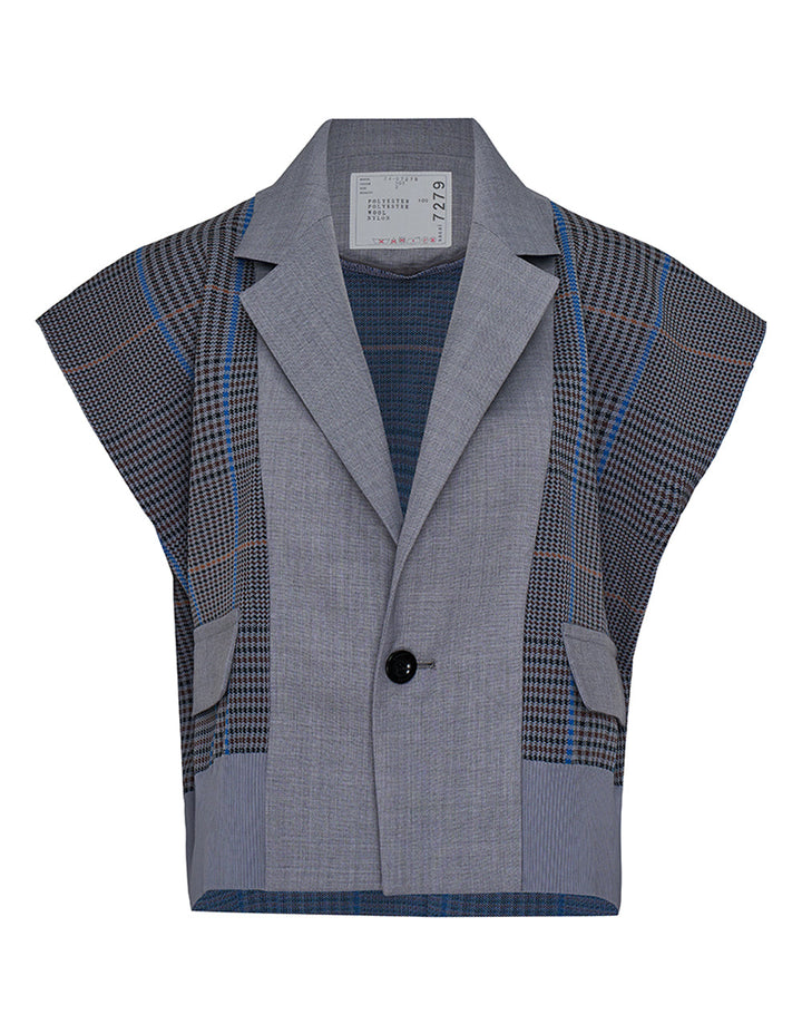 Chalk Stripe Glencheck Knit Vest