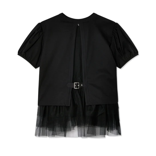 Cotton Ponte Nylon Tulle Tee