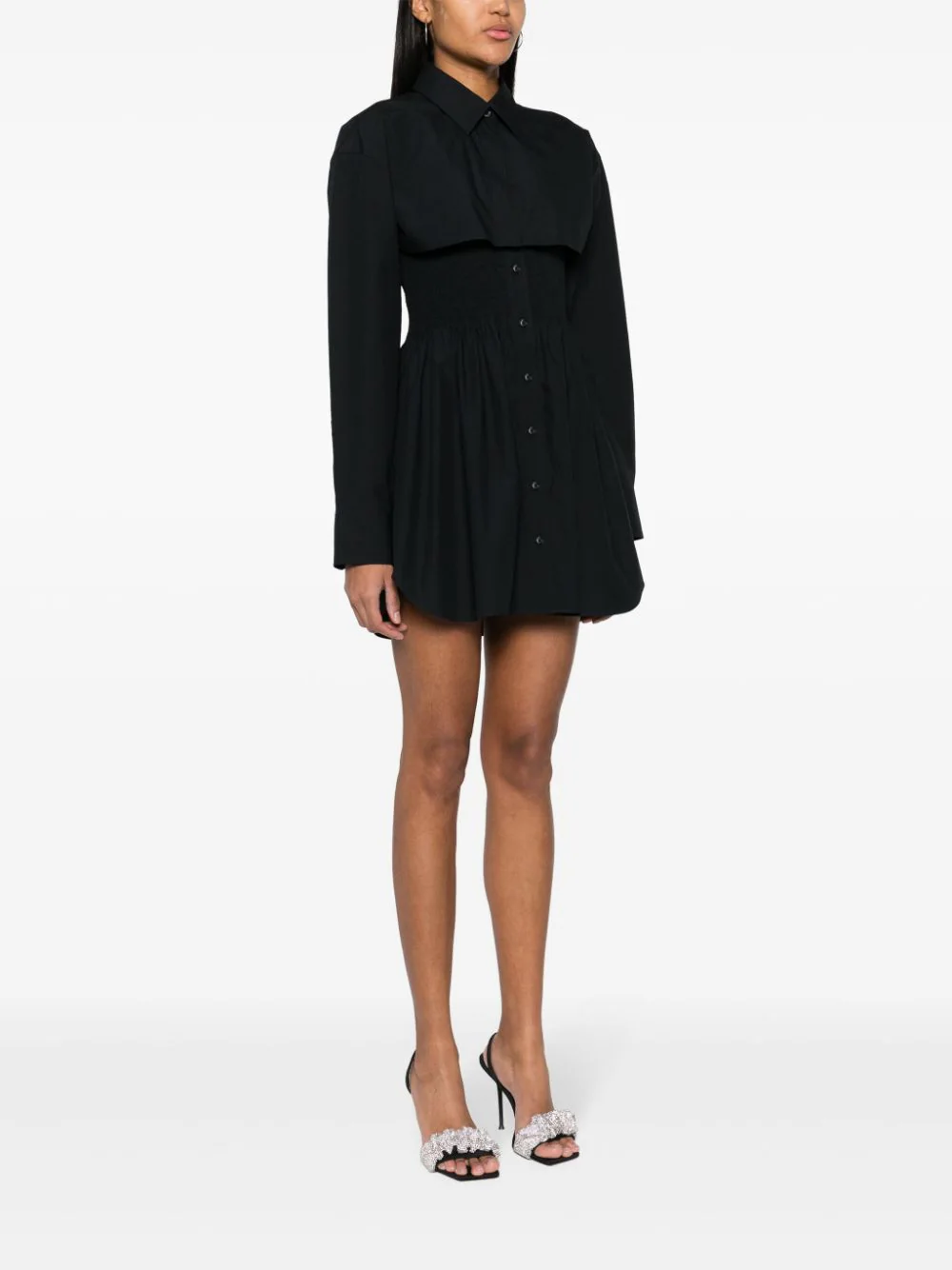 alexander wang smocked mini dress with overshirt Smocked Mini Dress With Overshirt