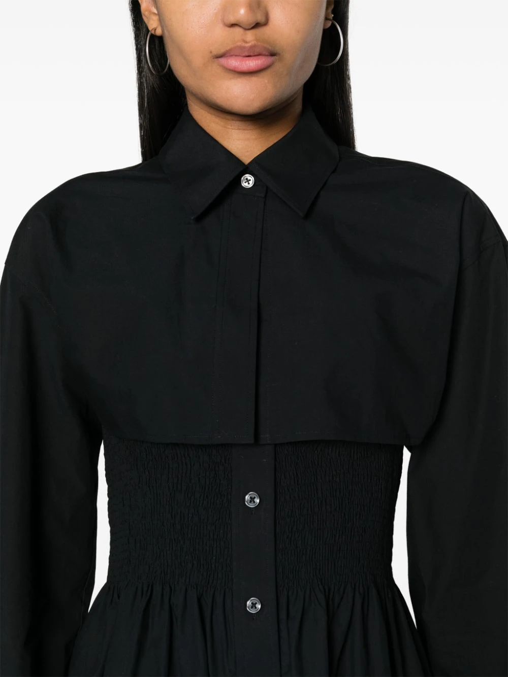alexander wang smocked mini dress with overshirt Alexander Wang Smocked Mini Dress With Overshirt In Black