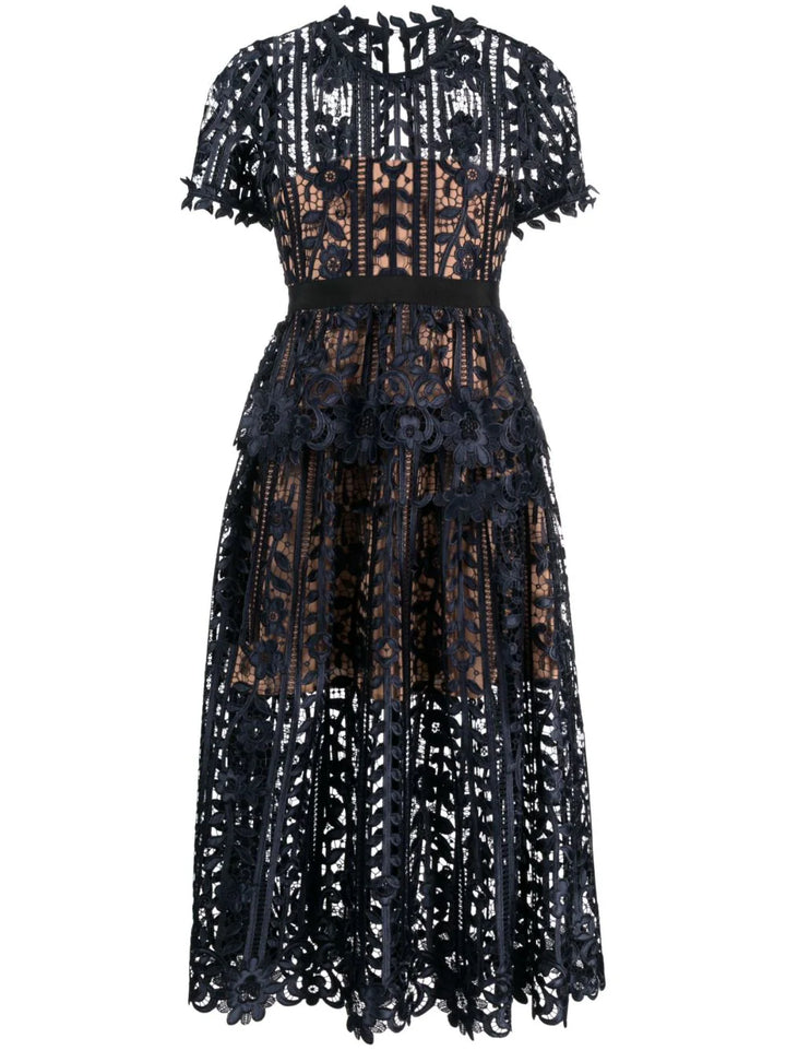 Navy Lace Midi Dress