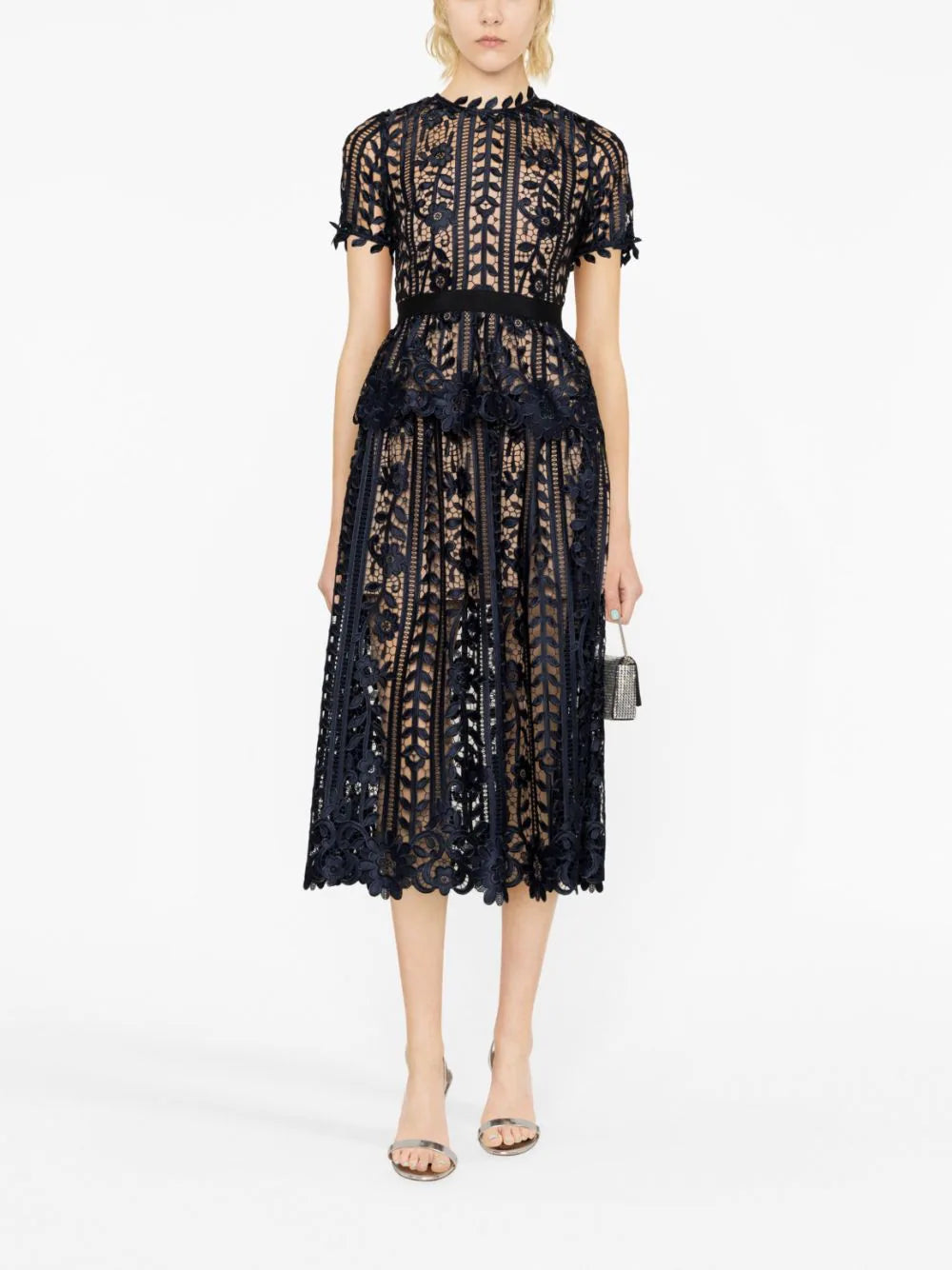 Navy Lace Midi Dress