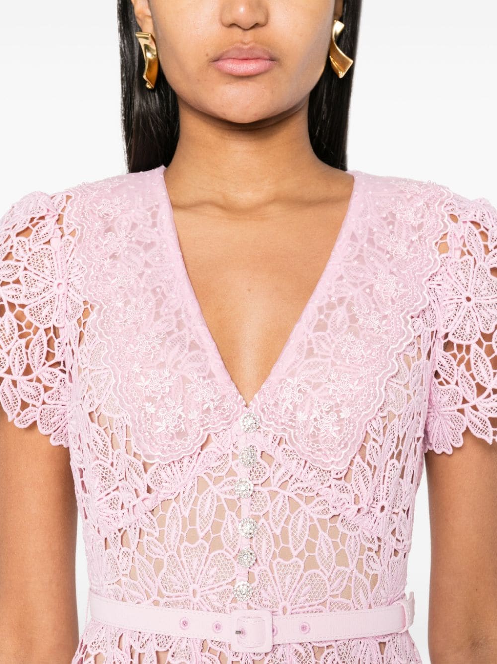 Pale Pink Guipure Lace Midi Dress Club21.com Pale Pink Guipure Lace Midi Dress Club21.com