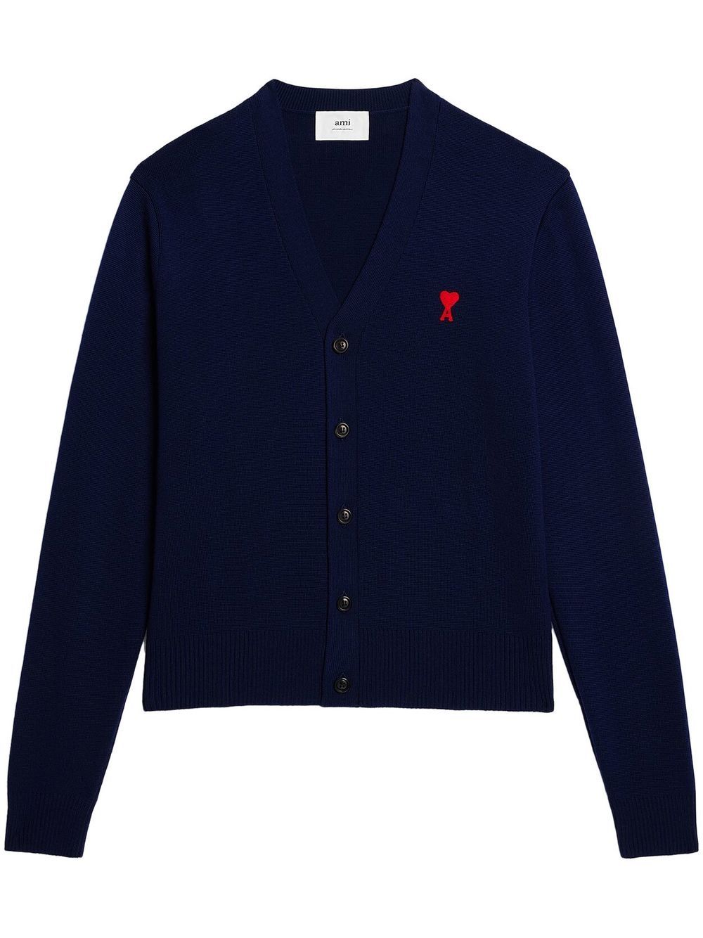 AMI Paris Extrafine Merino Cardigan Navy 1