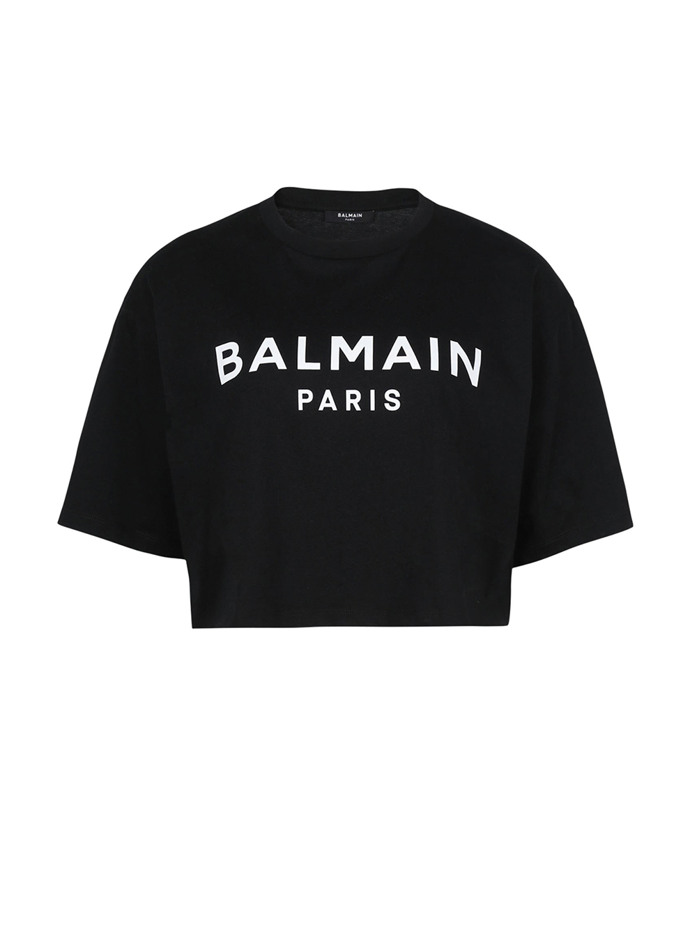    Balmain-Balmain-Print-Cropped-T-Shirt-Black-1