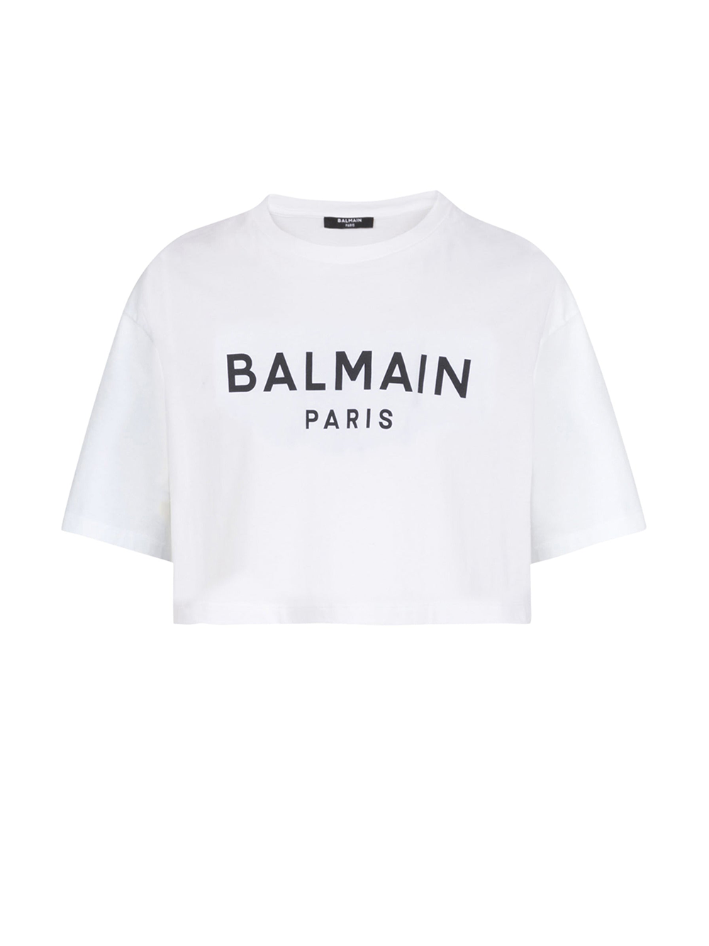     Balmain-Balmain-Print-Cropped-T-Shirt-White-1