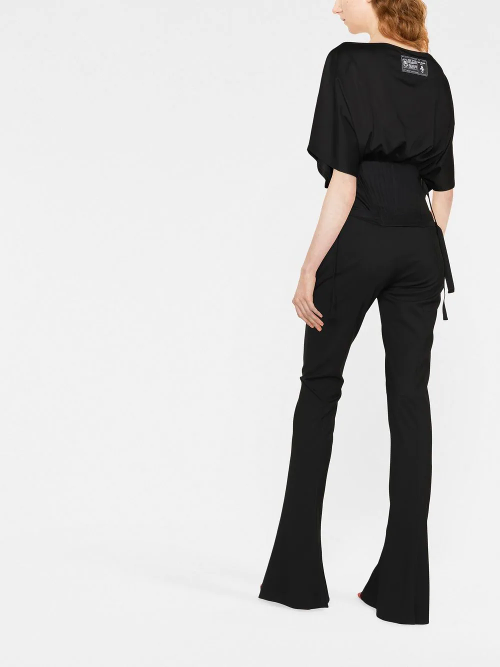 Balmain Asymetric Corset Jersey T-Shirt Black 3