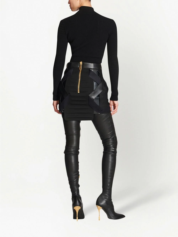 Balmain Strapped Quilted Jersey Short Black 3