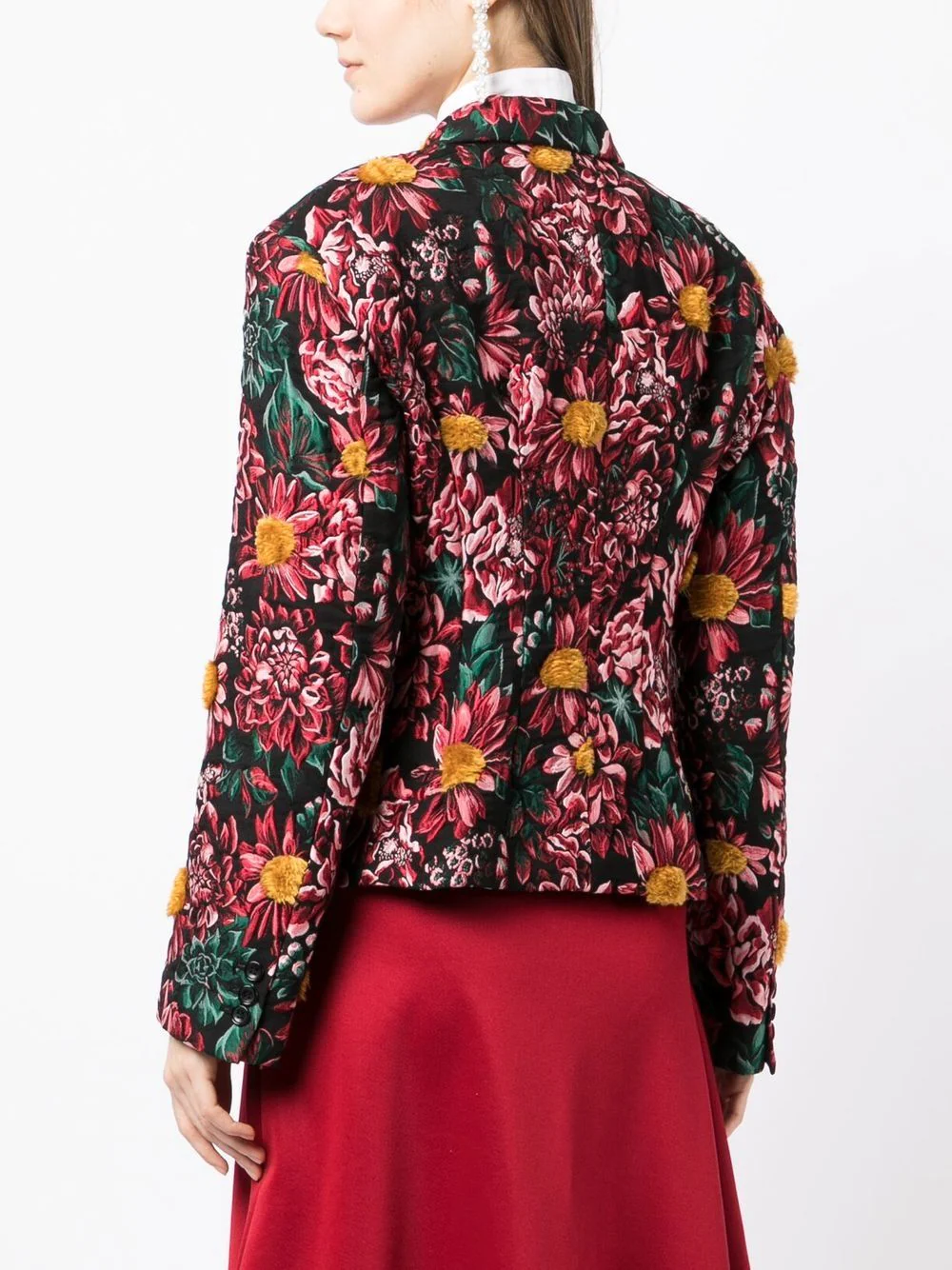 Flower Pattern Cut Jacquard Jacket Club21
