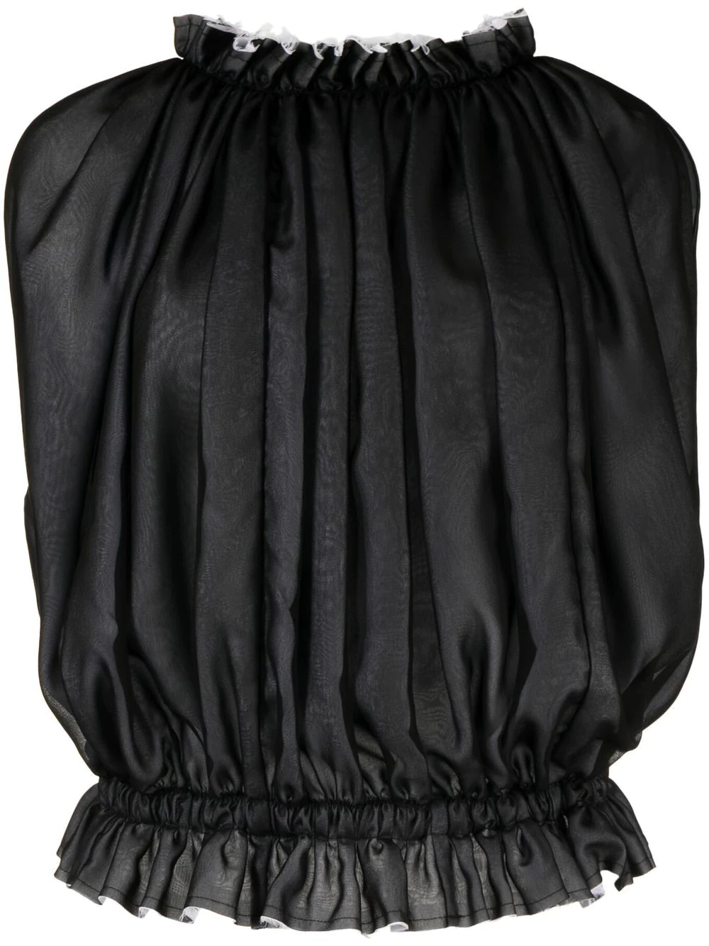 COMME des GARCONS Gathered Polyester Georgette Blouse Black 1