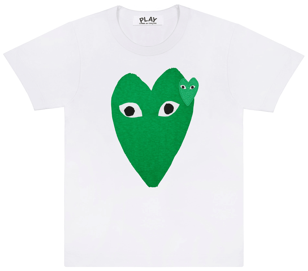 COMME des GARCONS PLAY Big Green Heart With Emblem Tee Men White 1