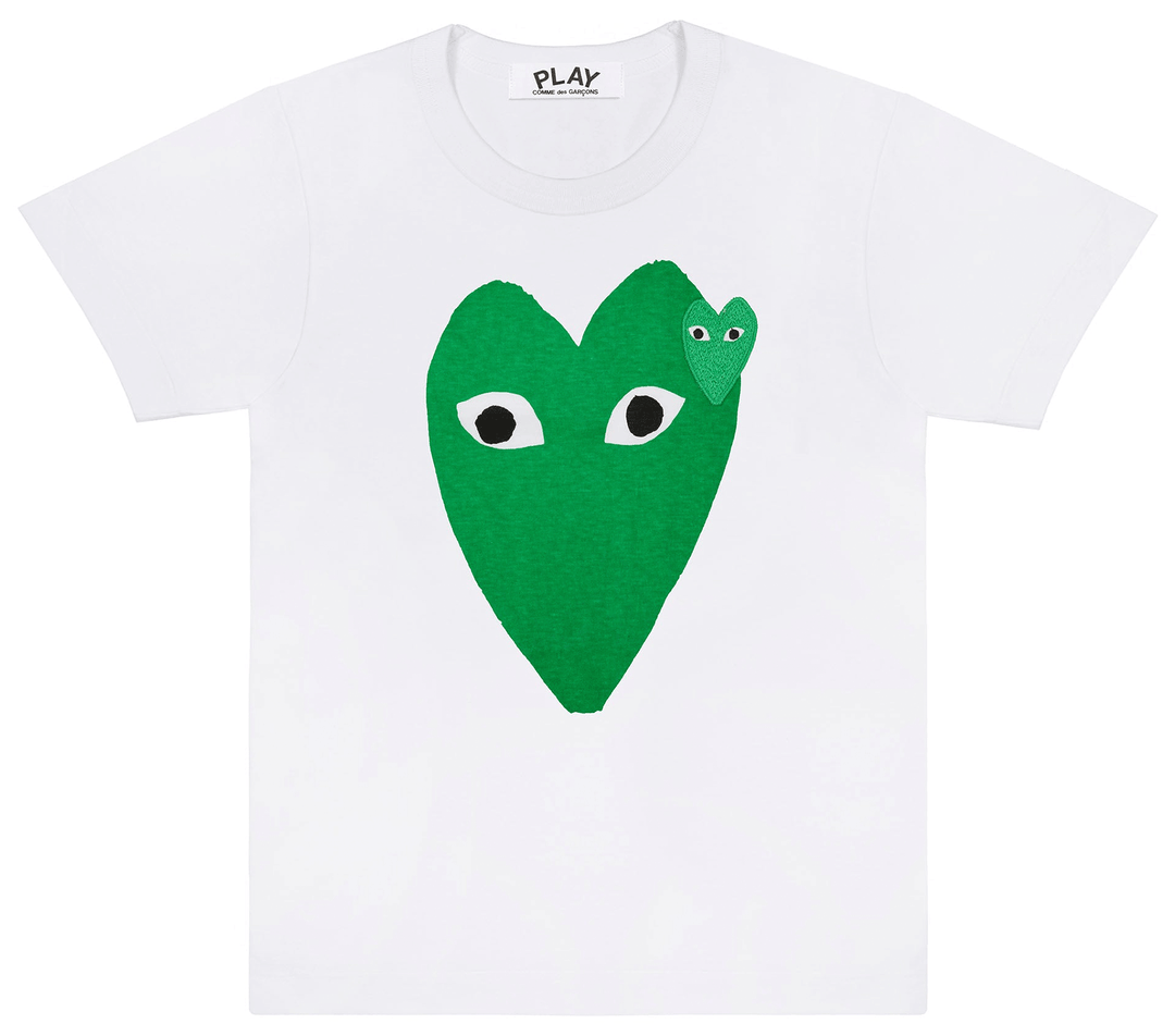 COMME des GARCONS PLAY Big Green Heart With Emblem Tee Women White 1