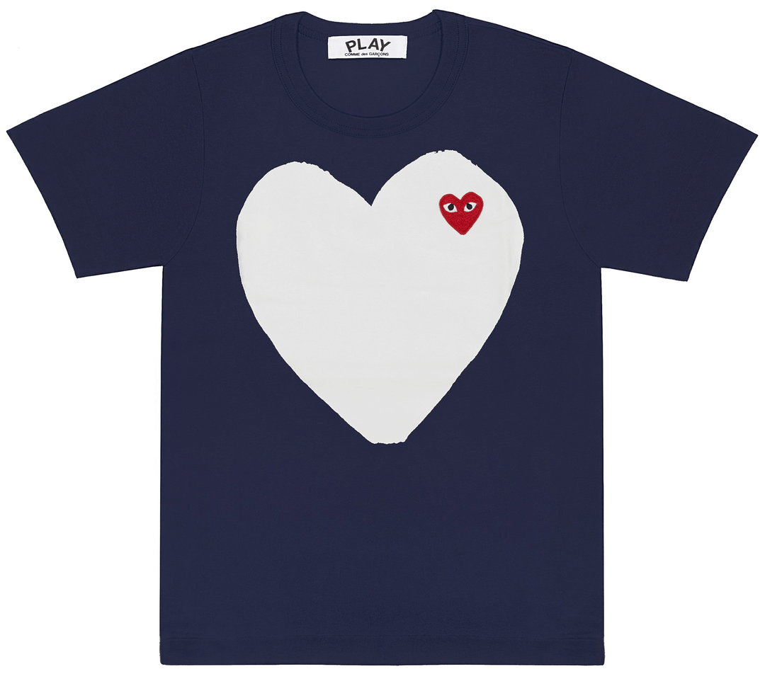 COMME des GARCONS PLAY Big Plain Heart With Red Emblem Tee Men Navy 1