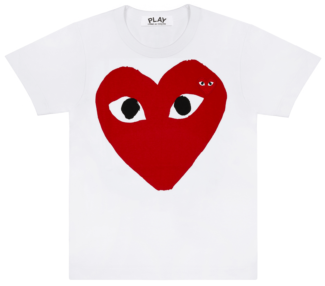 COMME des GARCONS PLAY Big Red Heart With Red Emblem Tee Men White 1