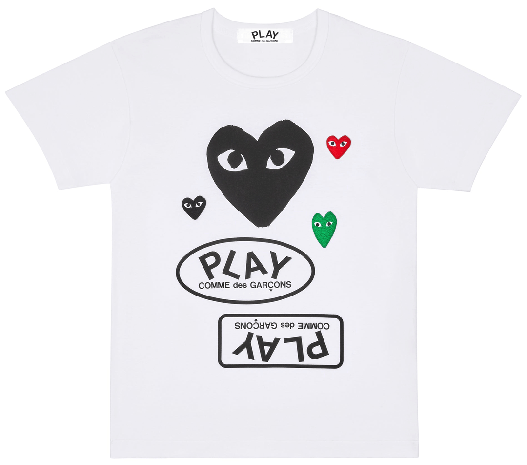 Comme des Garcons Play Black Heart With 3 Brother Emblem Tee Men White 1