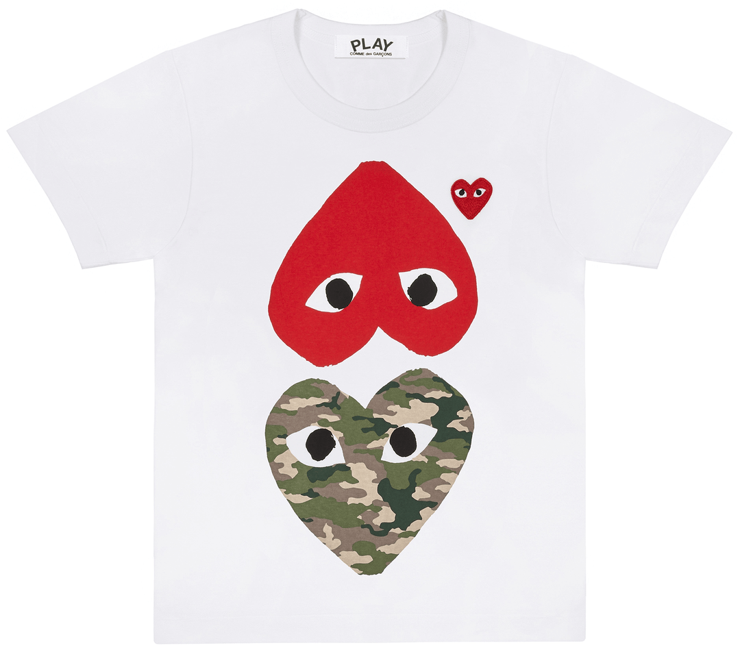 COMME-des-GARCONS-PLAY-Camou-Big-Hearts-With-Red-Emblem-Tee-Men-White-1