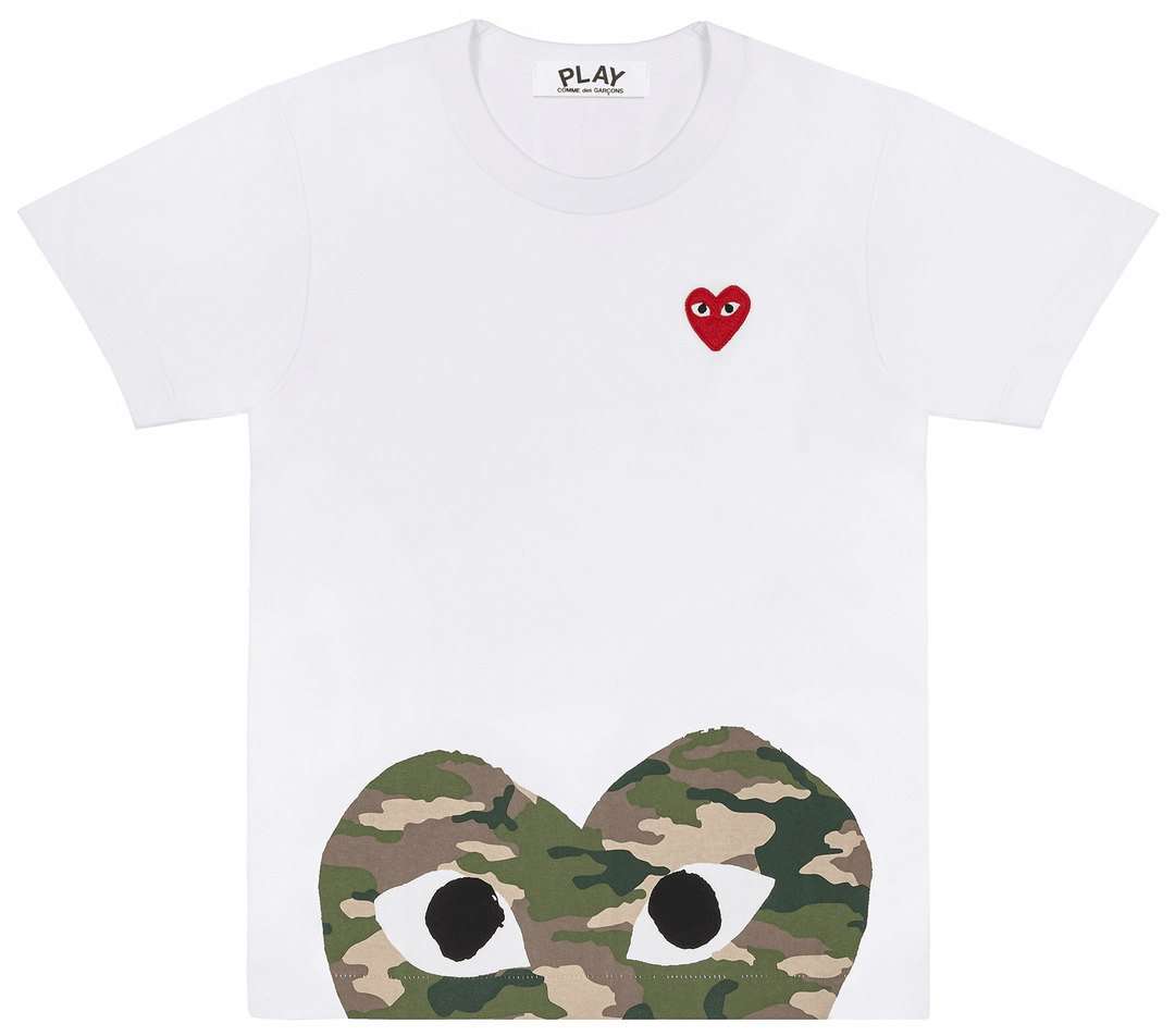 COMME des GARCONS PLAY Camou Peekaboo With Red Emblem Tee Men White 1