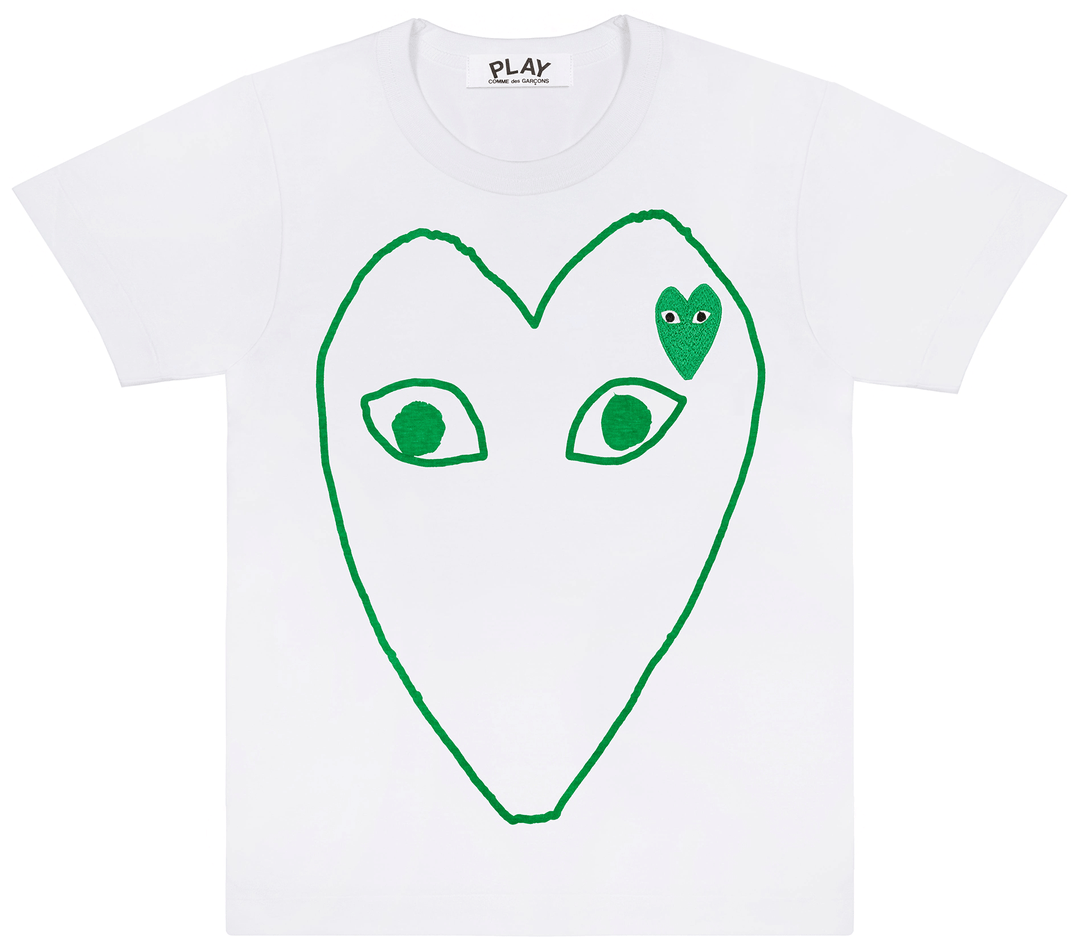 COMME-des-GARCONS-PLAY-Green-Outline-Heart-Tee-Men-White-1