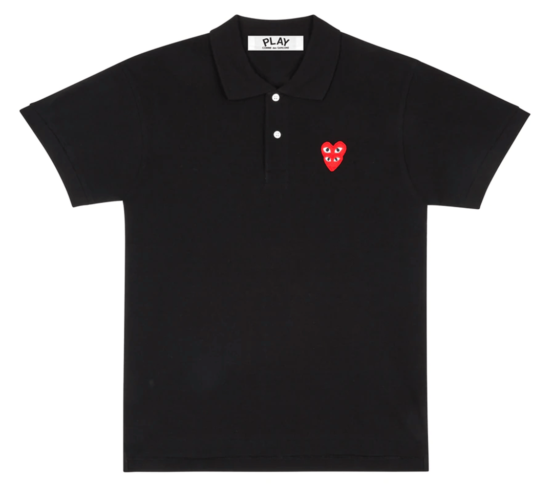 COMME-des-GARCONS-PLAY-Heart-On-Heart-Emblem-Polo-Tee-Women-Black-1