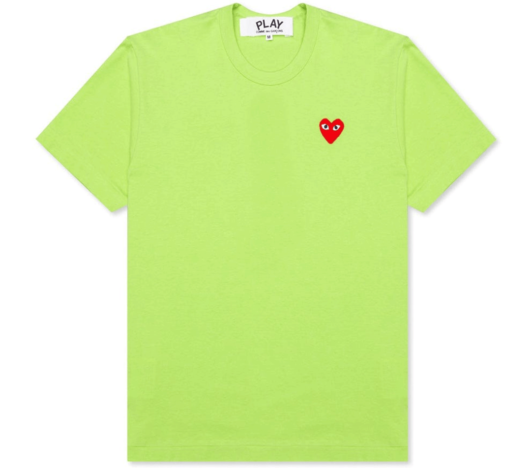COMME-des-GARCONS-PLAY-Light-Green-Tee-With-Red-Emble-Men-Green-1