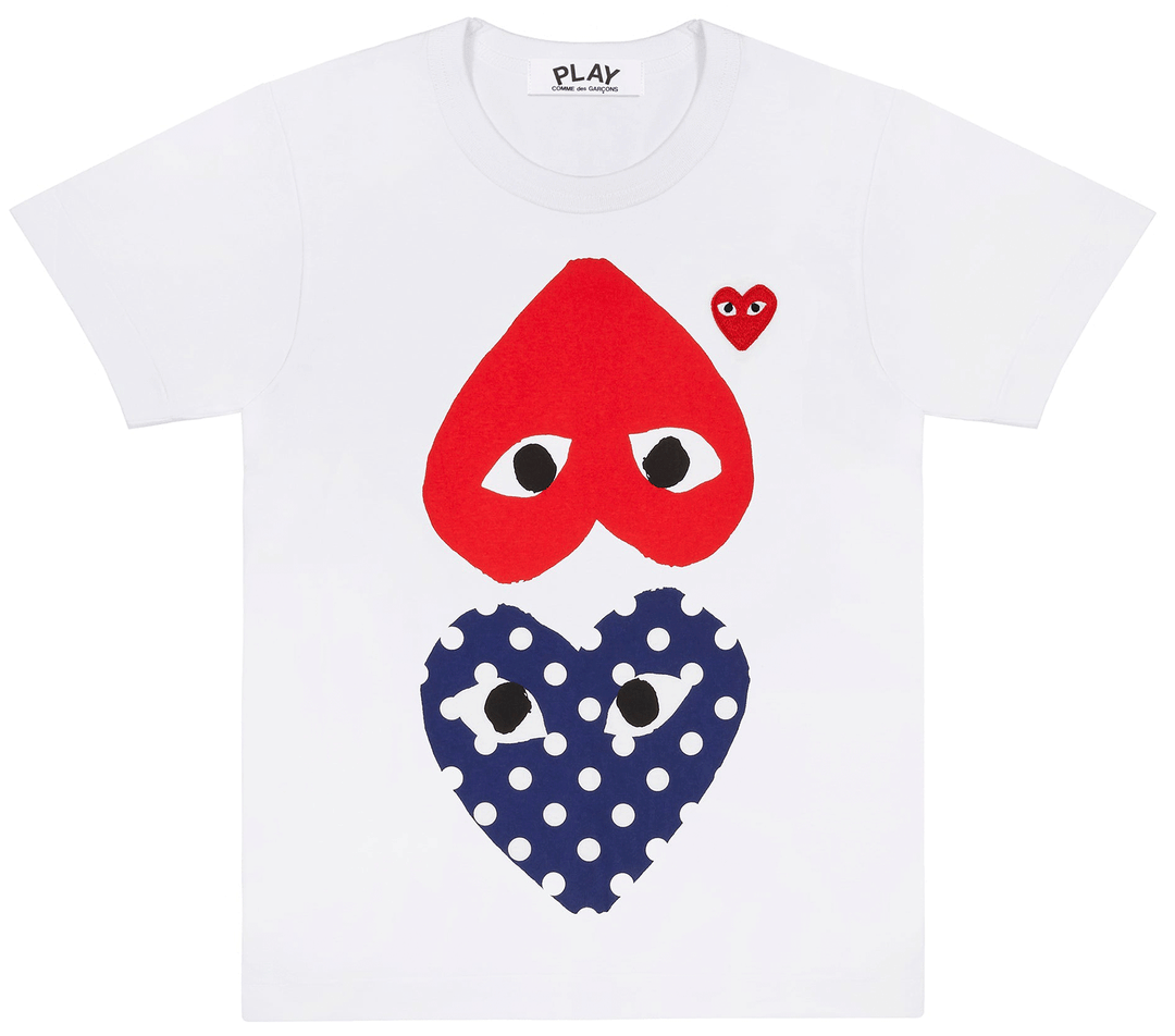 COMME-des-GARCONS-PLAY-Polka-Big-Hearts-With-Red-Emblem-Tee-Men-White-1