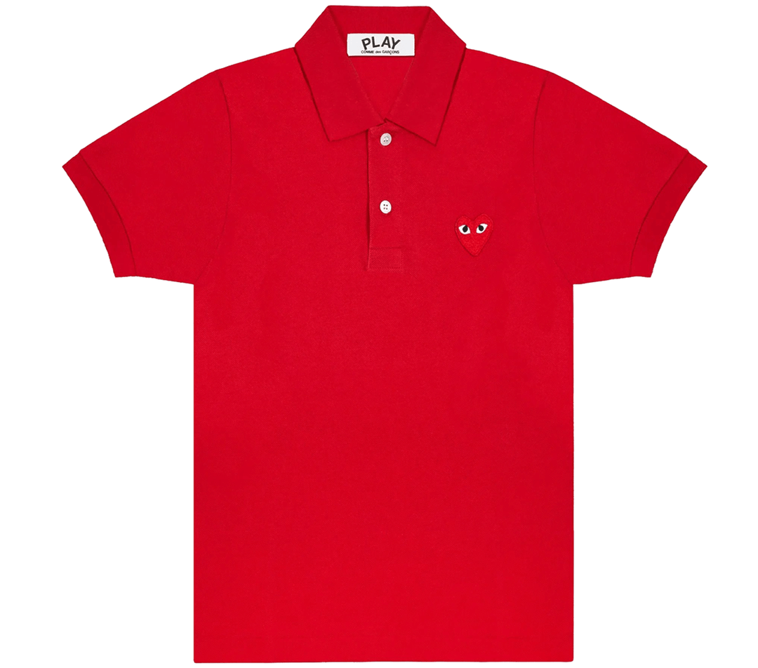 COMME-des-GARCONS-PLAY-Polo-Shirt-With-Red-Emblem-Men-Red-1